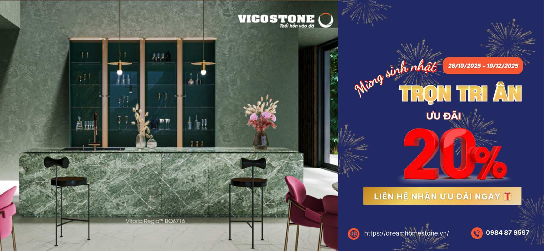 Dream Home - Khuyến mãi 20% Vicostone mừng sinh nhật